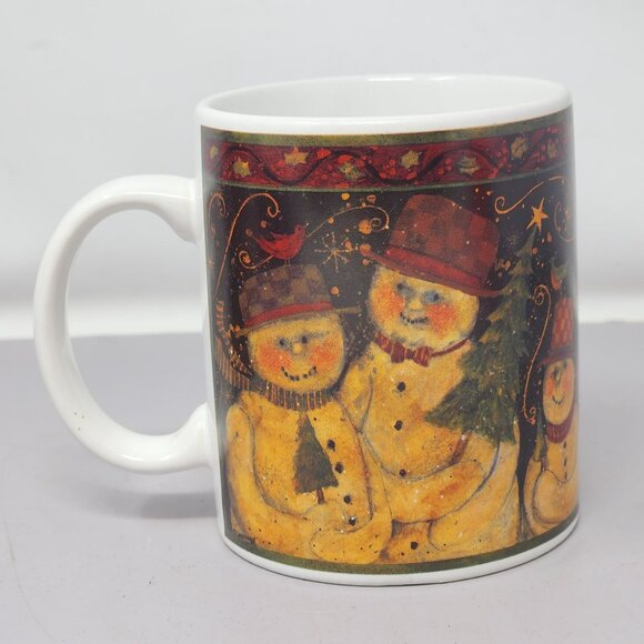 Set Of 2 Susan Winget Certified International Holiday Mugs With Snowman & Sleigh - Picture 3 of 11